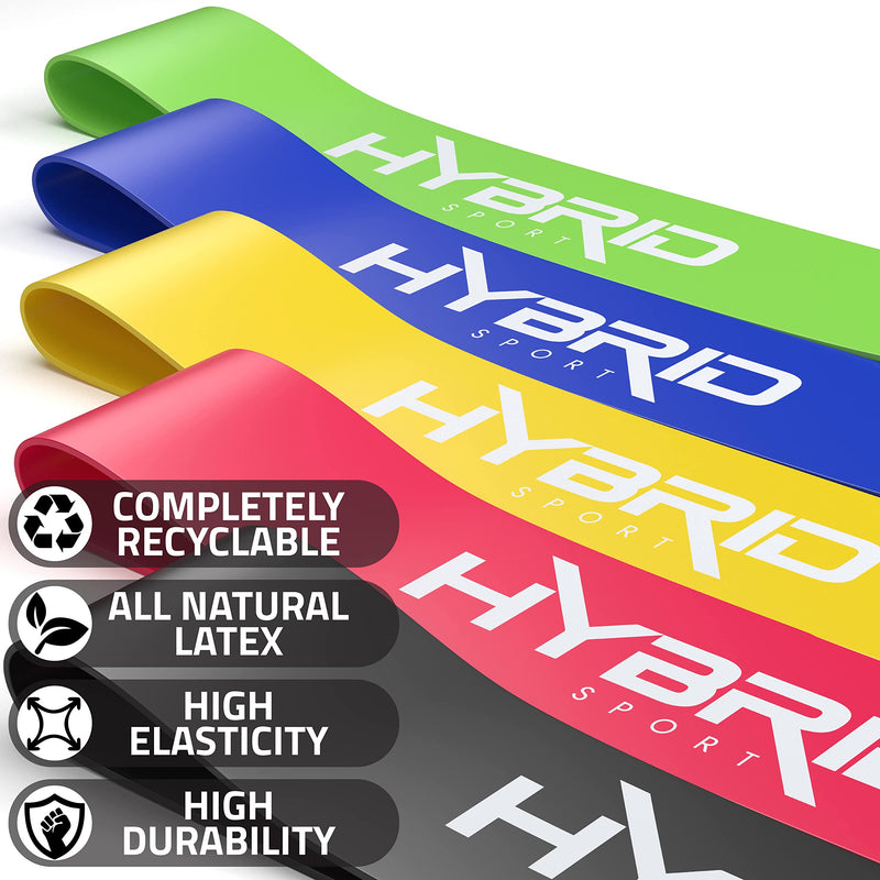 Hybrid Resistance Bands [Set of 5] PREMIUM Skin Friendly | 5 Strength Levels Loop Exercise Bands for Pilates, Training, Physio Therapy, Stretching, Home Gym | FREE Guide and Bag for Men and Women… Mixed - NewNest Australia