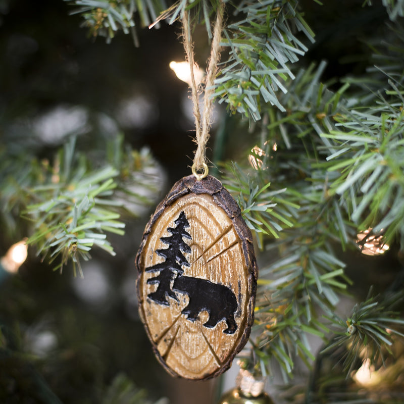 NewNest Australia - Slifka Sales Co. Wood Bark Look Forest Bear Lodge Hanging Ornament 