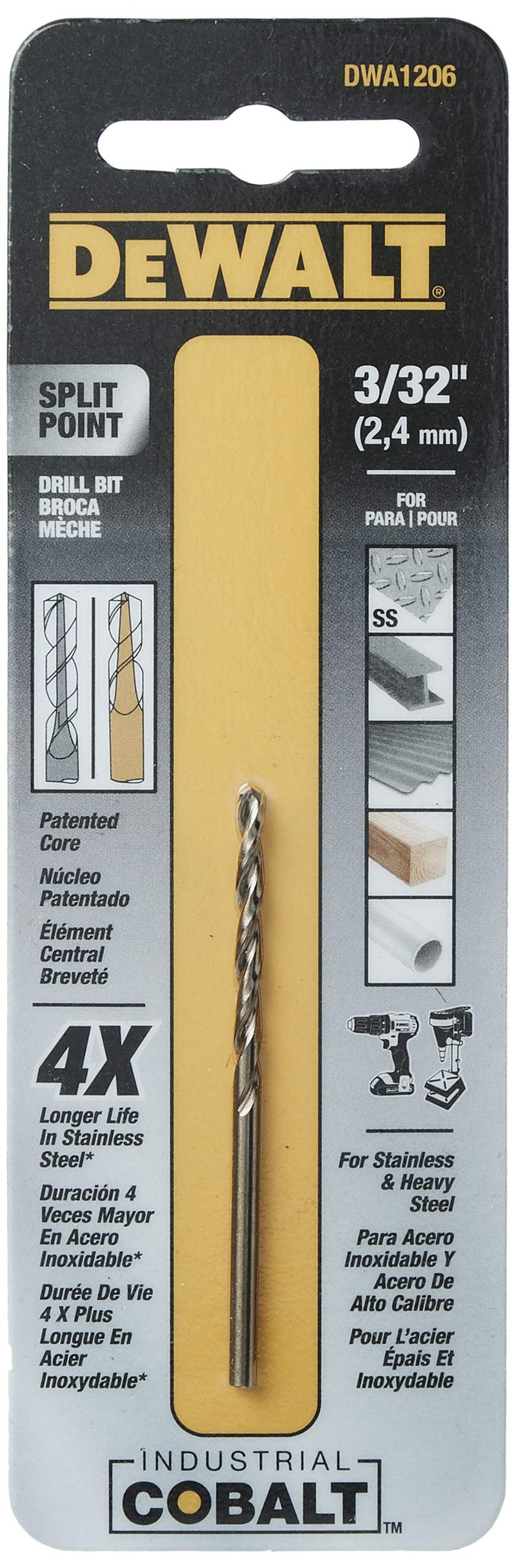 DEWALT DWA1206 3/32" Pilot Point Industrial Cobalt Drill Bit 3/32-Inch - NewNest Australia