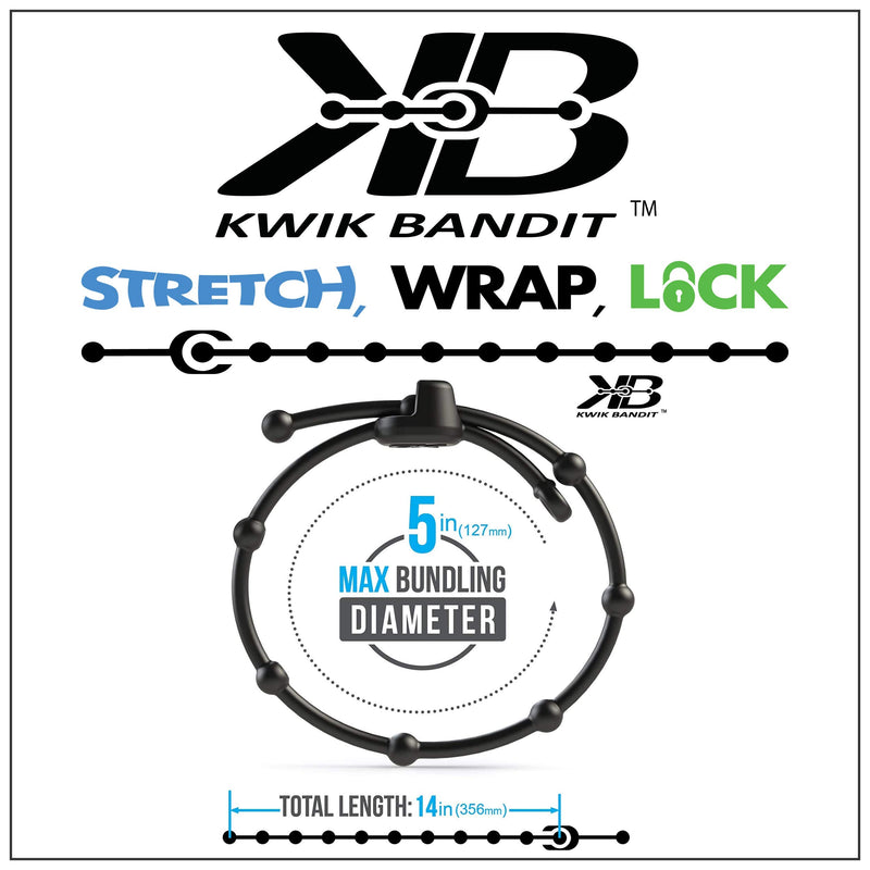 Kwik Bandit Reusable Ties (14 inch - 2 Pack) - Heavy Duty Adjustable Rubber Bungee Cords and Industrial Strength Tie Down Straps for Gear and Equipment - Made in Canada 2pk - 14" - NewNest Australia