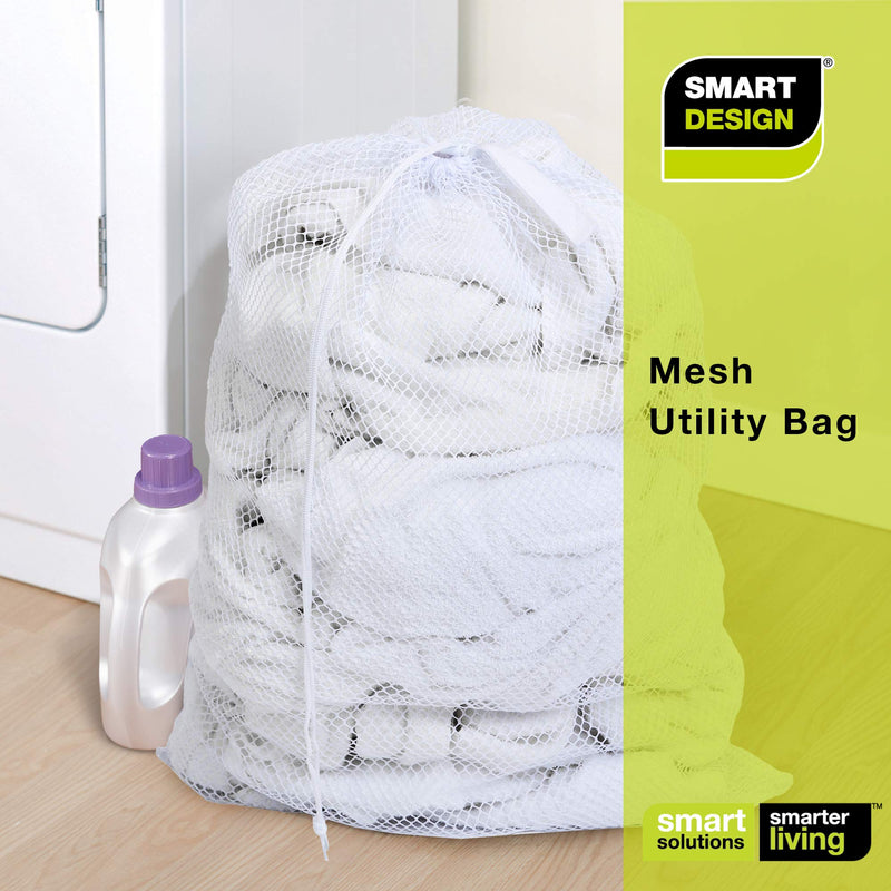 NewNest Australia - Smart Design Heavy Duty Mesh Laundry Bag w/ Push Lock Drawstring - VentilAir Mesh Material - for Clothes & Laundry - Home Organization (Holds 3 Loads) (36 x 24 Inch) [White] White Heavy Duty Laundry Bags 