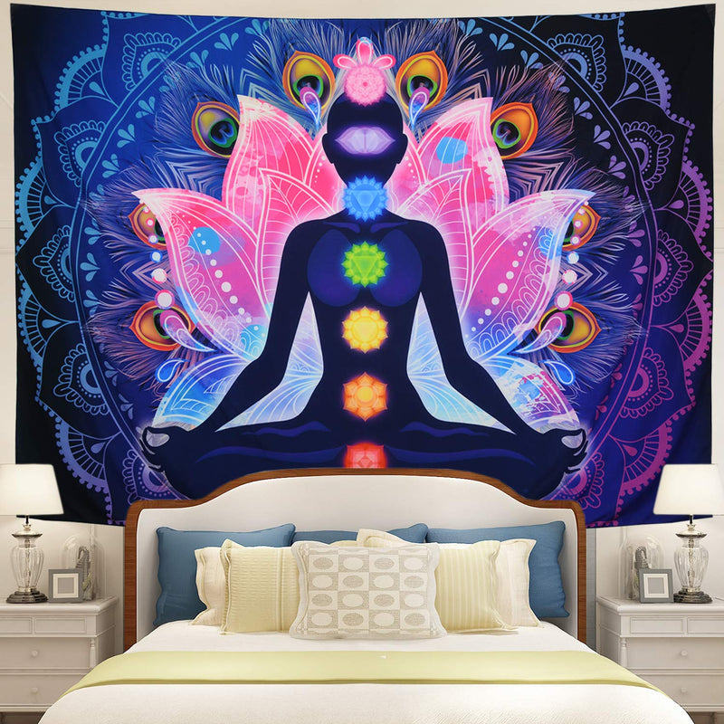 NewNest Australia - Maccyafst Seven Chakra Tapestry Yoga Meditation Wall Tapestry Colorful Mandala Tapestry Indian Hippie Chakra Tapestry Wall Hanging for Studio Room (H51.2"× W59.1") 51.2"×59.1" 