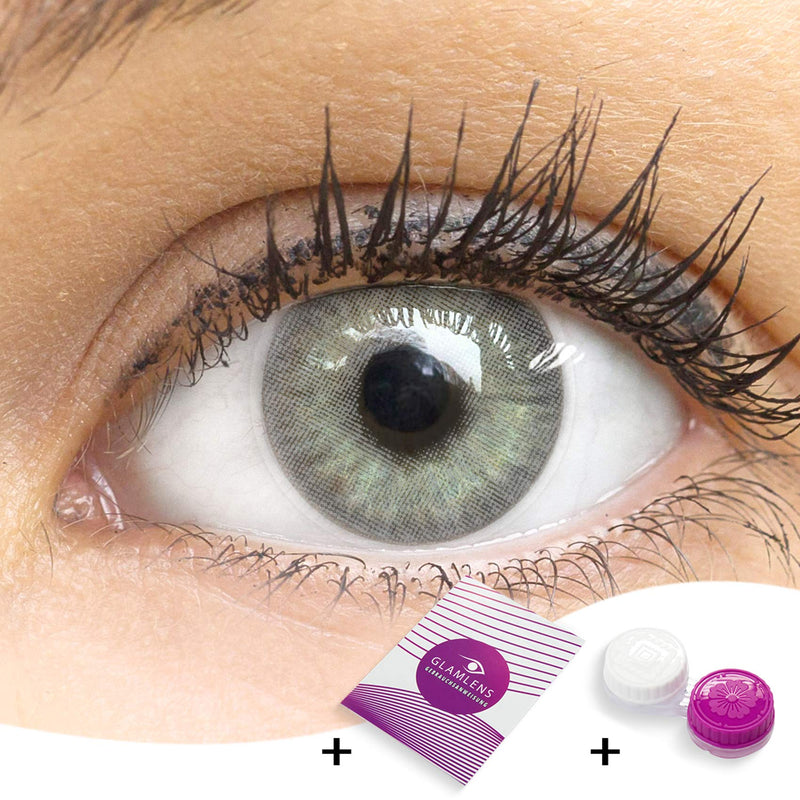 Glamlens Milan Gray + Container | Very Strong Opaque Natural Gray Contact Lenses Colored Monthly Contact Lenses Made Of Silicone Hydrogel | 1 Pair (2 Pieces) | Dia 2 P.M. | Without Strength - NewNest Australia