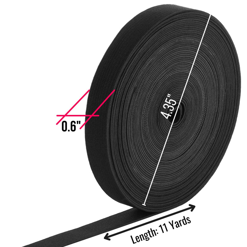 Mr. Pen- Elastic Band, 0.6", 11 Yards, Black, Elastic Band for Sewing, Black Elastic Band, Elastic Straps, Stretch Elastic for Sewing, Fabric Elastic Band, Waistband Elastic - NewNest Australia