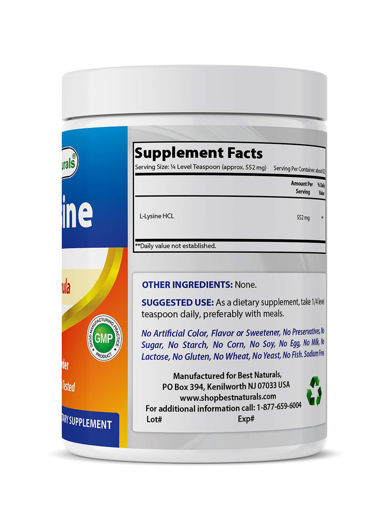 Best Naturals Lysine Powder, 1 Pound - 100% Pure (1 LB (Pack of 1)) 1 Pound (Pack of 1) - NewNest Australia