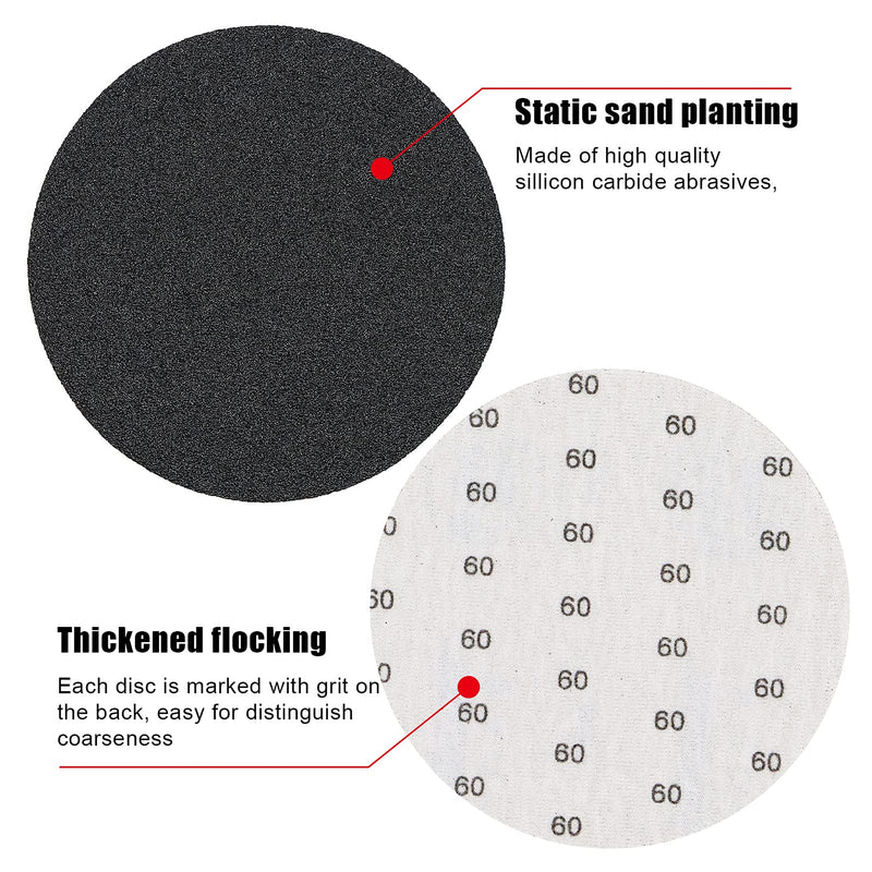 VIBRATITE 6 Inch Sanding Discs-30 Packs Hook & Loop Wet Dry Sandpaper 60 Grit Random Orbital Sander for Automotive Wood Metal Plastic Sanding Polishing - NewNest Australia