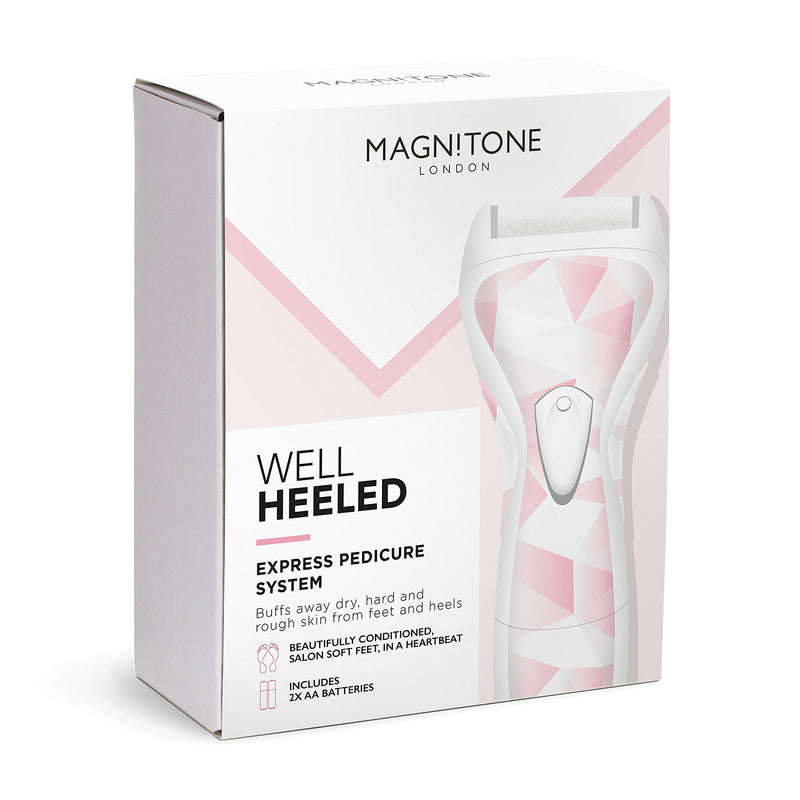 Magnitone London Well Heeled Pedicure, Electric Hard Skin Remover Foot File with 2 Interchangeable Rollers - Pink Pastel Pink - NewNest Australia