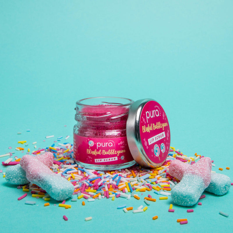 Pura Cosmetics Vegan Lip Scrub in Blissful Bubblegum (28g) - Natural Ingredients, Cruelty-Free, Plastic-Free Packaging & Made in the UK - NewNest Australia