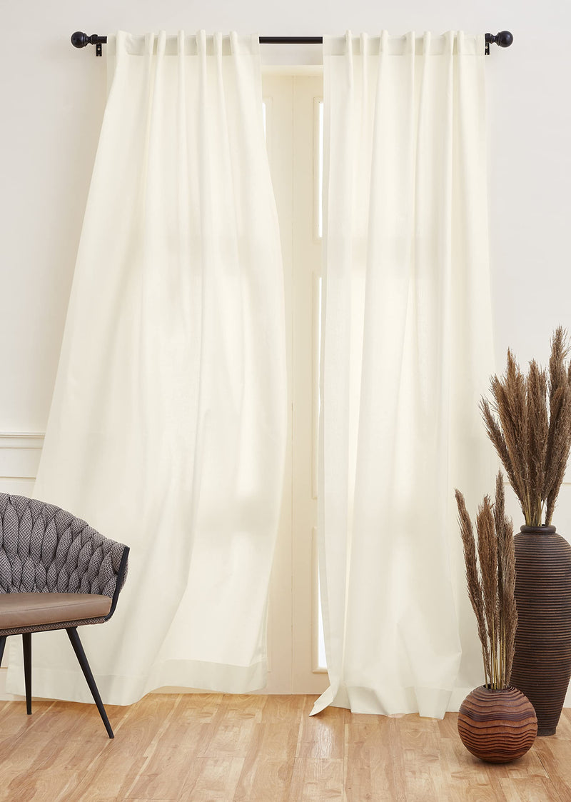Solino Home Cotton Linen Curtain  52 x 63 Inch Ivory, 2 in 1 Hanging Style Curtain with Rod Pocket and Hidden Tab Top, Curtain for Indoor and Outdoor use - NewNest Australia