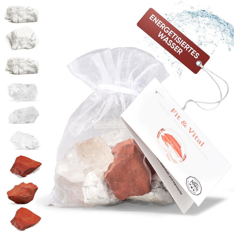 PURAJA Gemstone Water Fit & Vital Blend | Premium healing stone set for water treatment: magnesite, red jasper, rock crystal | Water stones for drinking water 250 g (pack of 1) - NewNest Australia