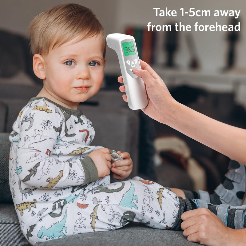 BESTEK Fever Thermometer Contactless Forehead Thermometer for Adults Baby, Digital Thermometer Fever with Accurate Measurements, Fever Alarm, LCD Display, °C or °F Switch, 32 Memory Recall, White - NewNest Australia