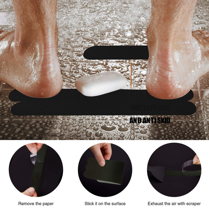 Secopad Anti Slip Shower Stickers 12 PCS Safety Bathtub Strips Adhesive Decals with Premium Scraper for  Bath Tub Shower Stairs Ladders Boats Black - NewNest Australia