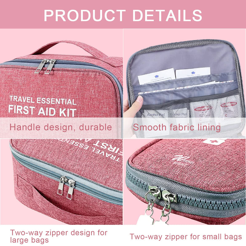 Pack Of 2 Medicine Bag, Travel Emergency Bag, First Aid Travel Pharmacy Bag, Empty, Medicine Bag, Travel Pharmacy Bag, Portable Travel First Aid Kit, For Travel, On The Go, Home, Office (Red) - NewNest Australia