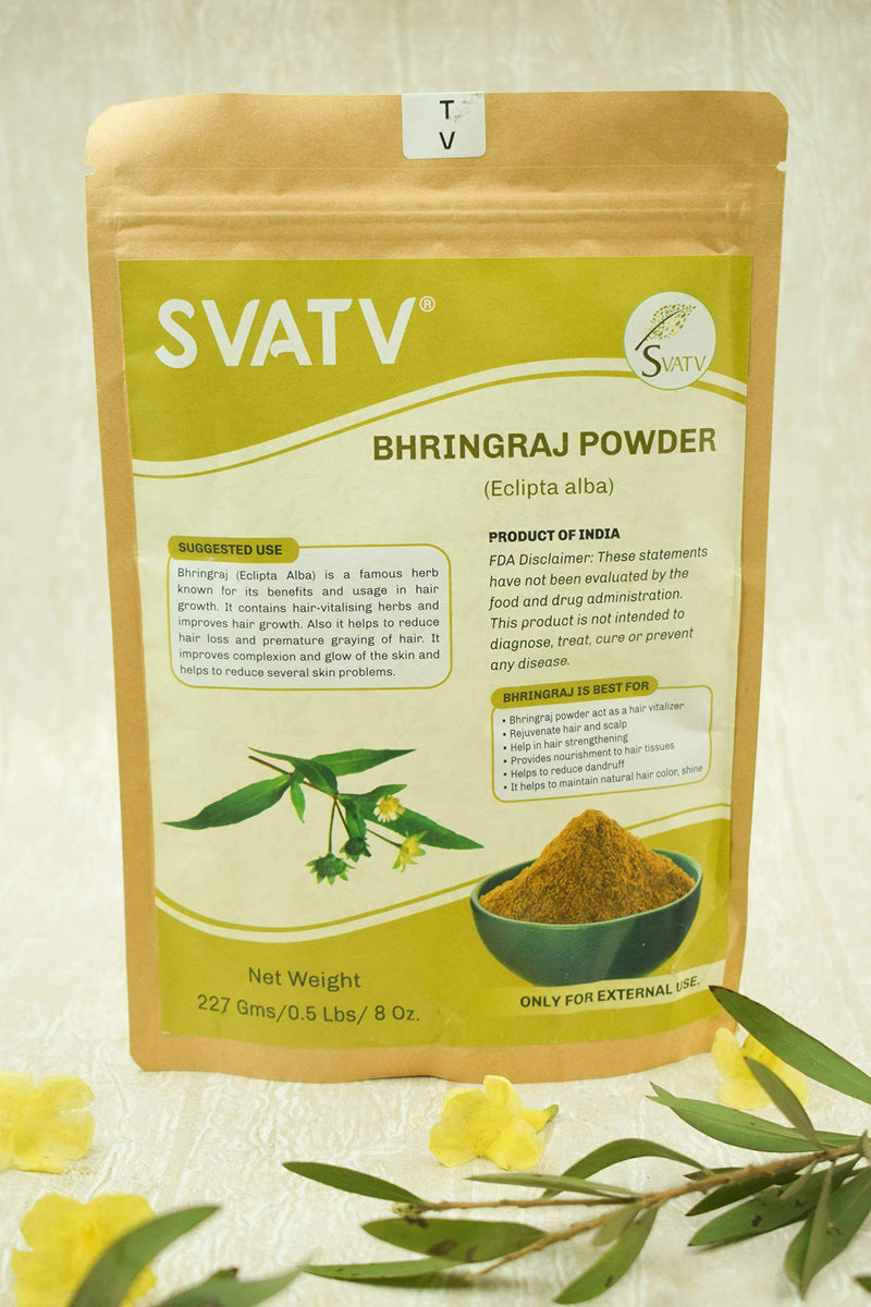 SVATV Natural Bhringraj Powder (Eclipta Alba) for Silky & Soft Hair Care | Promote Hair Growth | Increases Hair Thickness | Ayurvedic Hair Products - 227 Grams - NewNest Australia