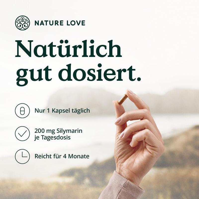 Nature Love Milk Thistle - Premium 4-Way Complex: Marian Thistle (80% Silymarin), Artichoke, Dandelion And Desmodium, 120 Vegan Capsules (2 Months), High Dosage, Vegan, Made In Germany - NewNest Australia