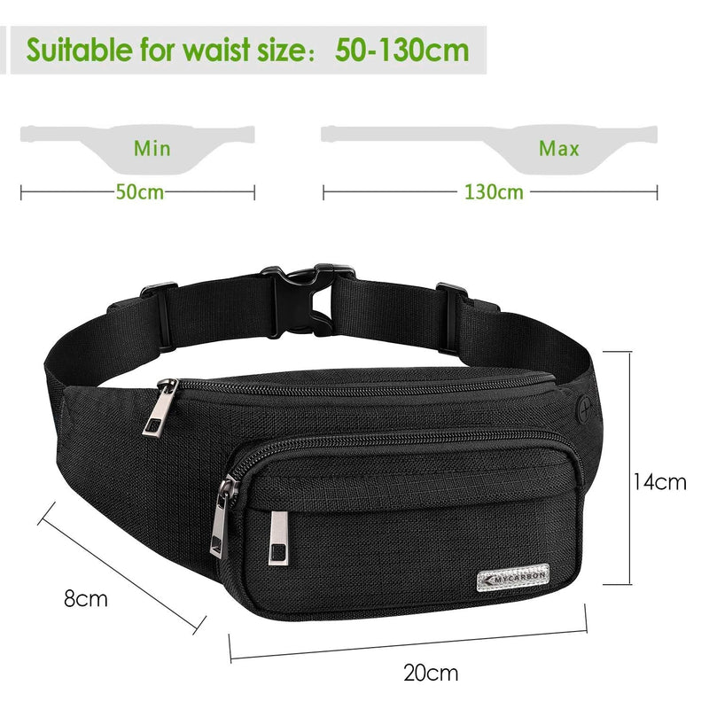 MYCARBON Fanny Pack for men and Women, Large Fanny Pack Waist Pack Bag Cute Hip Bum Non-Bounce Belt Non-Slip Cotton Durable Pouch with Adjustable Strap for Outdoors Casual Travel Hiking Black - NewNest Australia