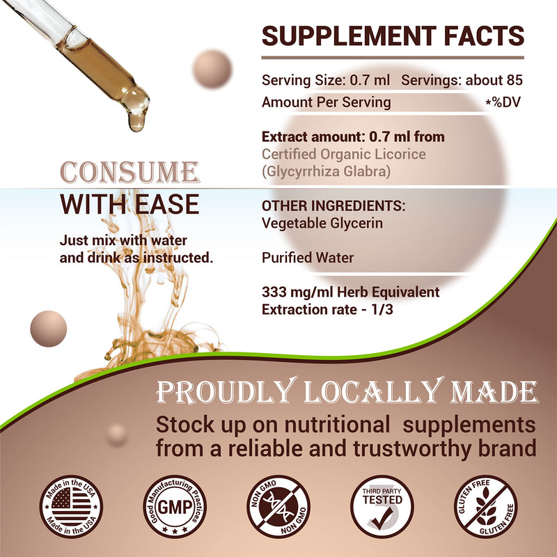 HERBALICIOUS Licorice Root Extract - Glycyrrhiza Glabra Extract Supplement for Digestion Restore Respiratory Health Adrenal Fatigue & Immunity Support Vegetarian Gluten Free (2Fl Oz) 2 Fl Oz (Pack of 1) - NewNest Australia