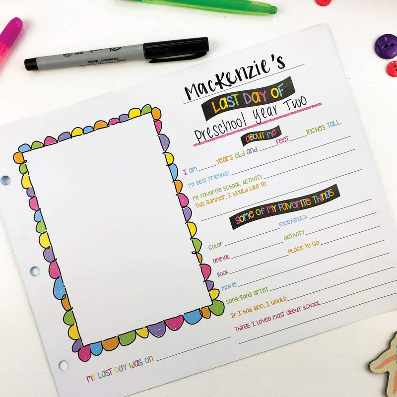School Memory Scrapbook Refill Extra Pages Kits (Two Grades) for First & Last Day of School for Class Keeper Memory Keepsake Book for Girls Pastel for Girls - NewNest Australia