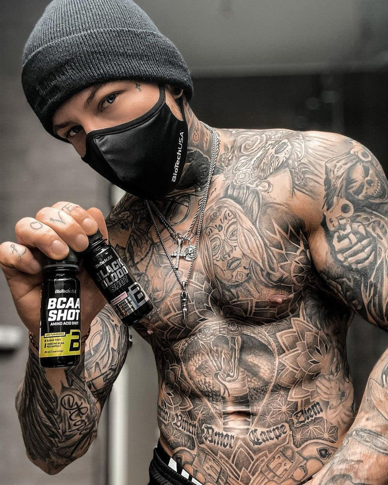 BioTechUSA Black Blood Shot Flavoured, Sugar-Free pre-Workout Formula with Different Kinds of Amino acids, Green Tea Extract, sweeteners and Caffeine, 20*60 ml, Pink Grapefruit - NewNest Australia