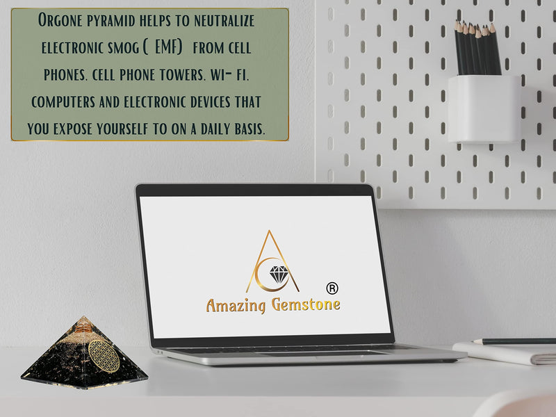 Orgone pyramid with shungite crystal (Flower of Life) Flower Of Life - NewNest Australia
