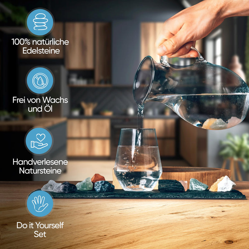 PURAJA All in One Gemstone Set | 1000g | Put together all water stone mixtures yourself Three pieces each of the 10 most popular water and healing stones 100% natural stones 1kg - NewNest Australia