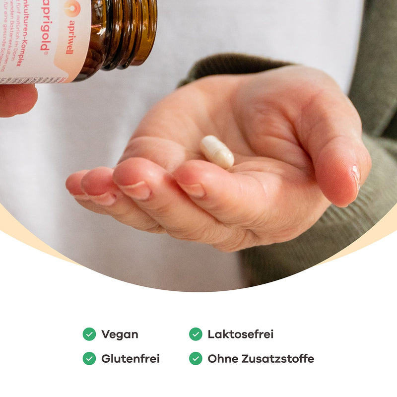 Apriwell Intestinal Culture Complex - Fructose Free - 5 Lactic Acid Bacteria & Bifidobacteria - With Biotin For The Mucosa - Gastric Juice Resistant - No Inulin - 30 Vegan Capsules - NewNest Australia