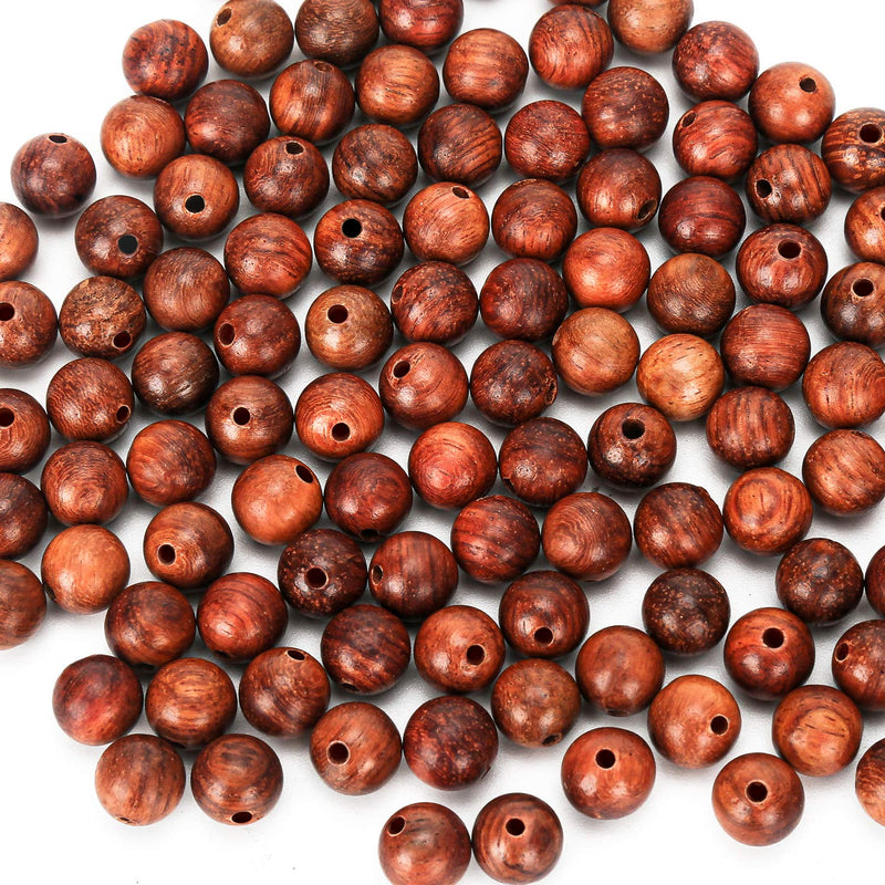 Prometis 200pcs 6mm Natural Sandalwood Round Beads Gorgeous Craft Handmade Polished Spacer Beads with Elastic Cord for Bracelets DIY Jewelry Making (Burmese pearwood (200 pcs), 6mm Diameter) Burmese pearwood (200 pcs) - NewNest Australia