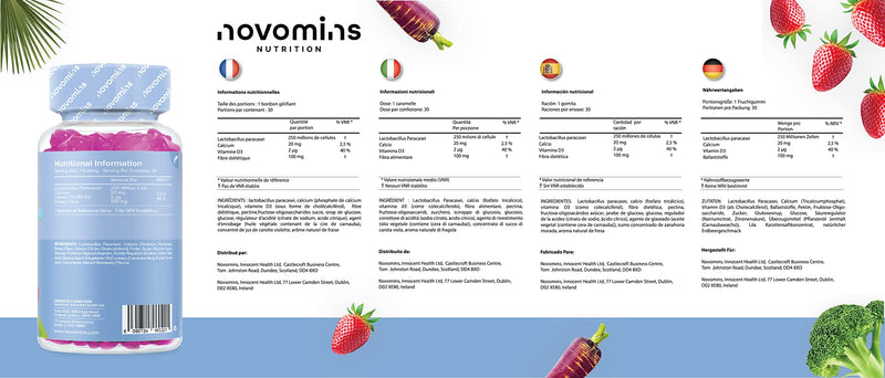 Kids Probiotic Gummies – Probiotics for Children – Kids Kind Tummy Gummies – Vegetarian - 1 Month Supply – Vitamin D & Calcium – 30 Chewable Kids Vitamins – Childrens Gut Health - by Novomins - NewNest Australia