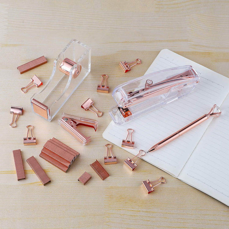 KIDMEN Office Tape Dispenser,Transparent Acrylic Tape Dispenser-Rose Gold - NewNest Australia