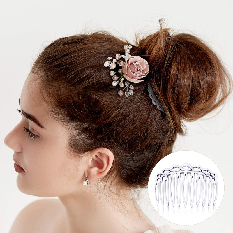 16 Pieces Women Hair Comb Accessories French Hair Side Combs Plastic Twist Decorative Comb Hair Clips Bridal Wedding Veil Teeth Hair Combs for Girls (Black, Transparent, Light Coffee, Dark Coffee) - NewNest Australia