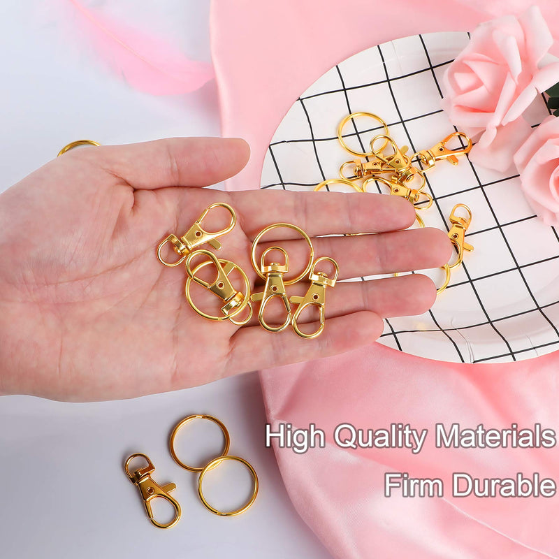 60pcs Gold Swivel Snap Hooks with Key Rings, Keychain Clip Hooks, Key Chain Rings, Lobster Claw Clasps for Lanyard Clip Jewelry Making Crafts - NewNest Australia