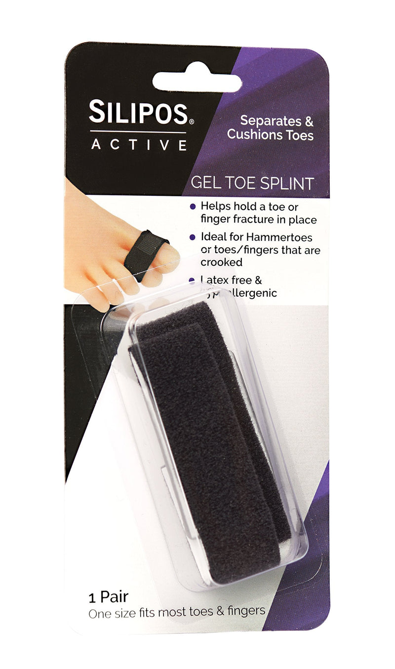Silipos Active Gel Toe Splints, Black, 16cm x 2cm, Pack of 2 - NewNest Australia