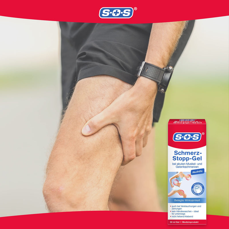 SOS Pain Stop Gel, Pain Gel for Quick Relief of Muscle Pain, Joint Pain and Post Traumatic Pain, with Massage Applicator and Cold Warm Effect, 1 x 50 ml Gel - NewNest Australia