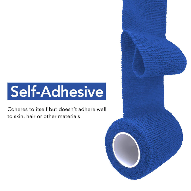 RISEN Cohesive Bandage Cohesive Bandage 2” x 5 Yards, 6 Rolls, Self Adherent Wrap Medical Tape, Adhesive Flexible Breathable First Aid Gauze Ideal for Stretch Athletic(Blue) Blue - NewNest Australia