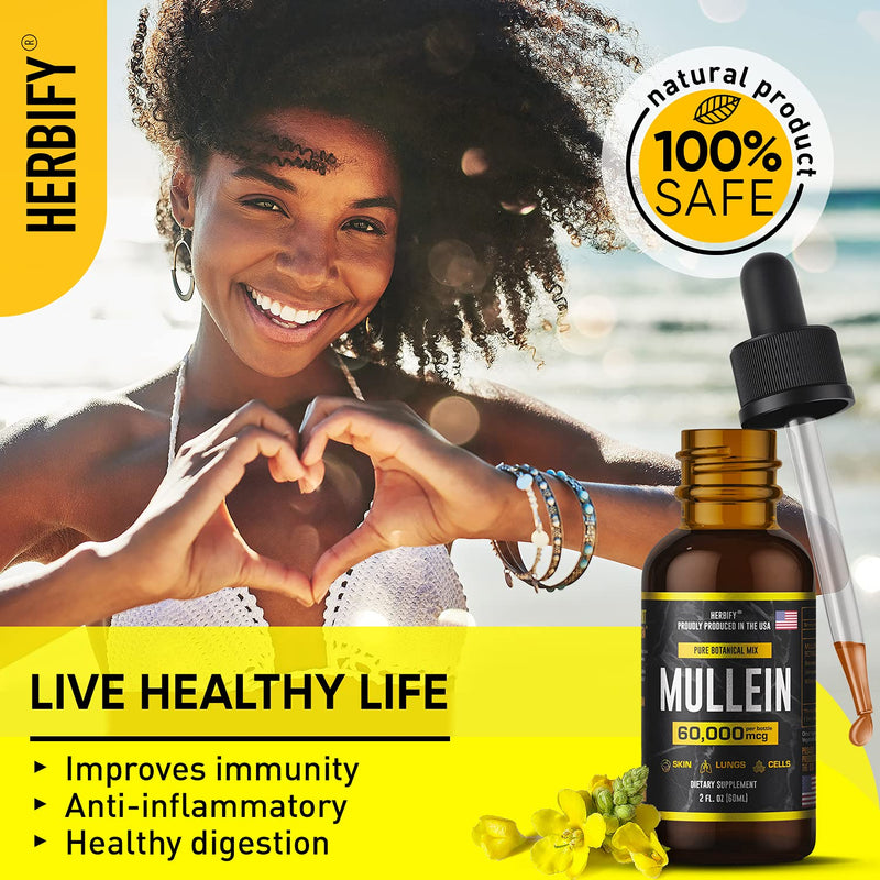 Mullein Extract 2 oz, Alcohol-Free Tincture, Organic Mullein Leaf and Flowers Blend (Verbascum Densiflorum) 2 Fl Oz (Pack of 1) - NewNest Australia