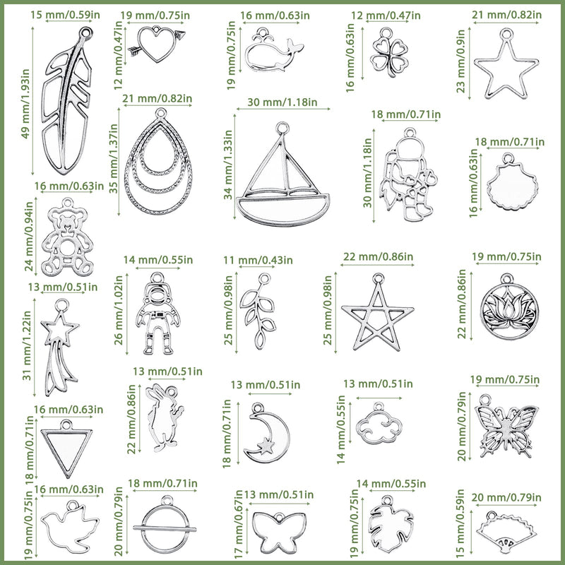 100 Pcs Bezel Charms Pendant Hollow Bezel Pendants Assorted Hollow Bezels for Jewelry Making Open Bezels for Resin Earring Necklace Casting Flower Frame Pendant DIY Crafts Resin Jewelry Moulds - NewNest Australia