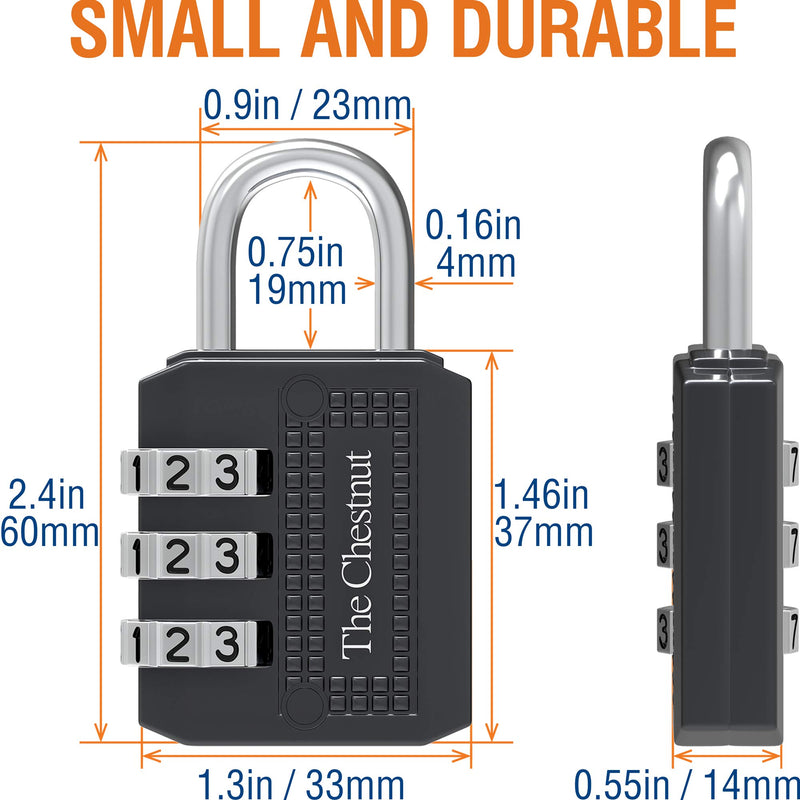 Padlock with 3 Digit Combination - Outdoor Weatherproof Combination Lock - Keyless Resettable Combo - for Luggage, Fence, Travel, Gate, Door, School, Gym, Sports, Toolbox, Case, Employee Lockers, Hasp 1 - NewNest Australia