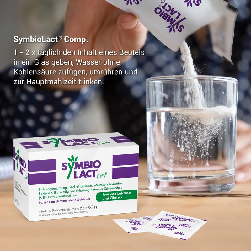 SymbioLact Comp.: Probiotic powder, lactic acid bacteria and biotin for the intestines and intestinal mucosa, 30 bags 30 portions (pack of 1) - NewNest Australia