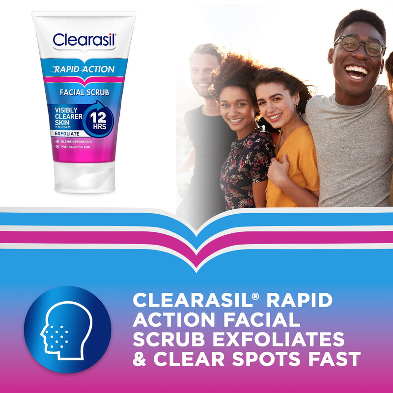 Clearasil Rapid Action Exfoliating Scrub, For Acne Prone Skin, Unclog Pores, Reduces Blackheads, Pimples & Excess Oil, Everyday Spots Prevention, 125 ml - NewNest Australia