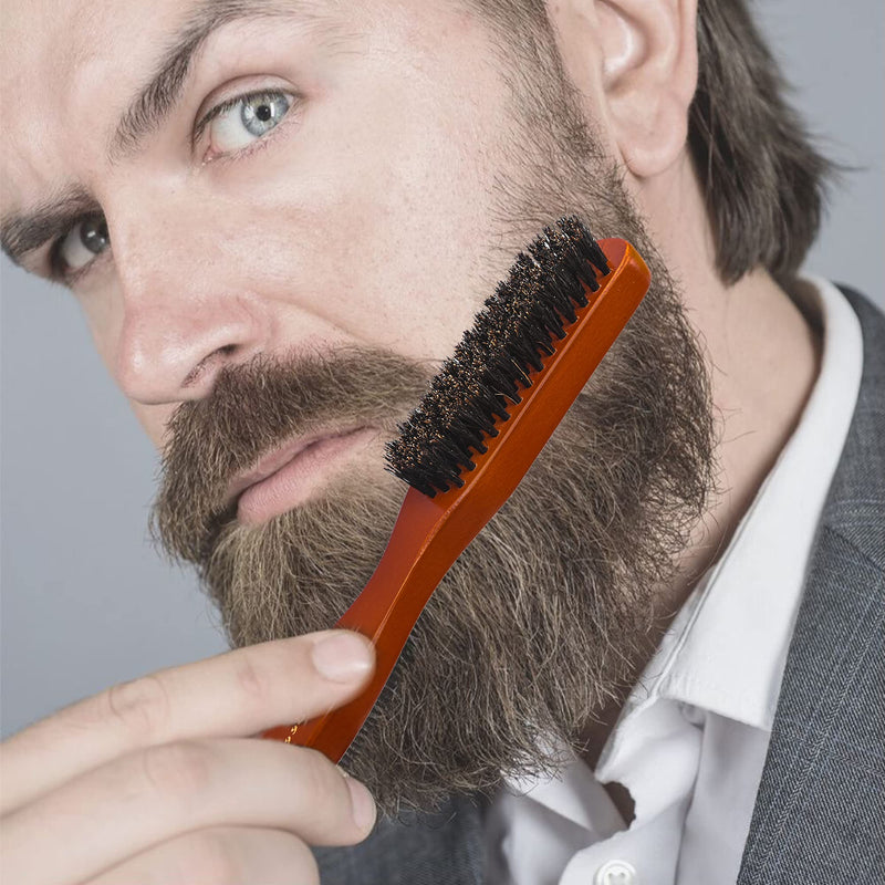 VinBee Beard Brush Boar Bristle Hair Brush Beard Brush for Men Facial Hair - Straightens & Promotes Beard Growth, Works with Natural Beard Oil & Beard Styling Balm to Soften Beard Red - NewNest Australia