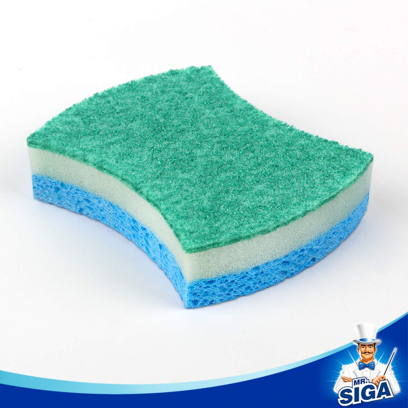 MR.SIGA Multi-Use Cellulose Scrub Sponge, Dual-Sided Dishwashing Sponge for Kitchen, 12 Pack Green, Blue - NewNest Australia