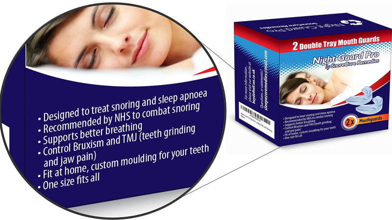 Stop Snoring Mouth Guard Snoring Aids x2 | Teeth Grinding Night Guard AND Anti Snoring Devices 2 Pack | Mandibular Advancement Device | Designed to Prevent Bruxism, TMJ and Jaw Ache | Includes Large Anti-Bacterial Case and Fitting Instructions | 100% 1... - NewNest Australia