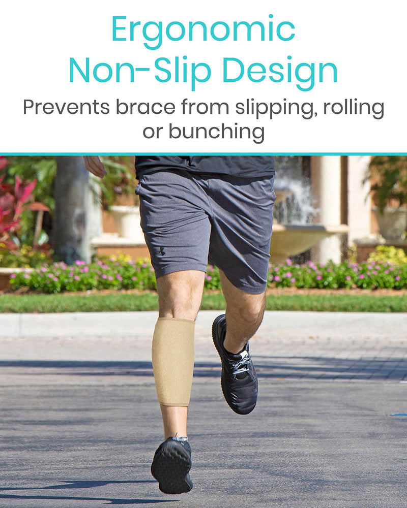 Vive Calf Brace - Adjustable Shin Splint Support - Lower Leg Compression Wrap Increases Circulation, Reduces Muscle Swelling - Calf Sleeve for Men and Women (Beige) Beige - NewNest Australia