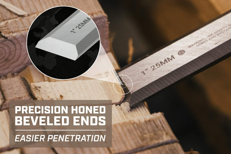 Spec Ops - SPEC-C1-1 Tools Wood Chisel, 1" Blade, High-Carbon Steel Blade, Shock-Absorbing Grip 1" - NewNest Australia