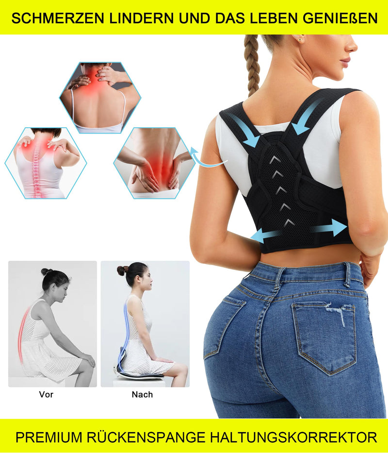 Junlan Back Straightener Posture Correction Back Women And Men Shoulder Strap Posture Trainer Posture Corrector Adjustable Back Support For Neck, Shoulder And Back (Black, Xl-2Xl) Black Xl-2Xl - NewNest Australia