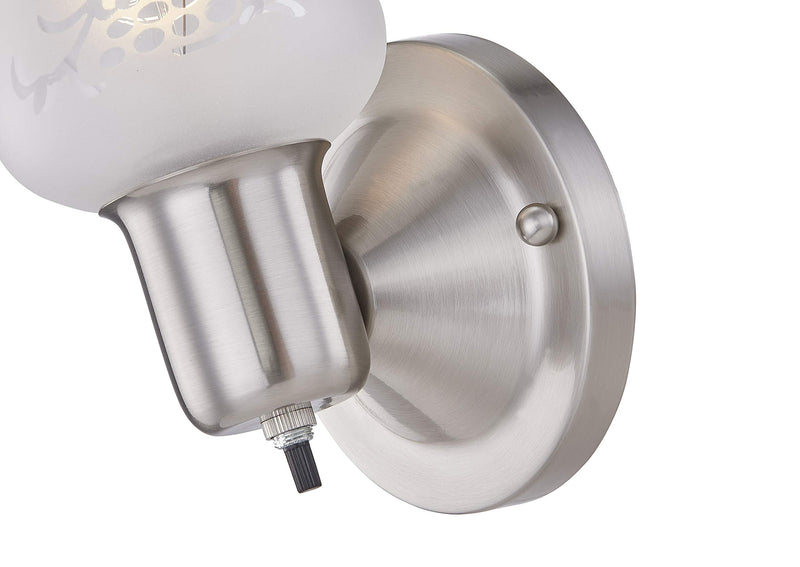 Gruenlich 1-Light Wall Sconce, Bathroom Vanity Lighting Fixture with ON/Off Switch, E26 Base 60W Max, Metal Housing with Glass, Nickel Finish - NewNest Australia