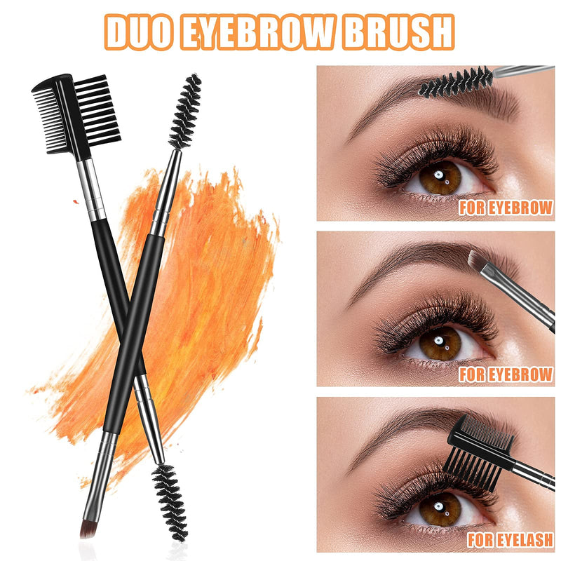 Eyebrow Brush and Comb Set, 2Pcs Eye Brow Brush, Professional Spoolie brushes, Firm Thin Angled Eyebrow Brush, Eyeliner Brush Kit, Precision Application & Blending (Black) Black - NewNest Australia