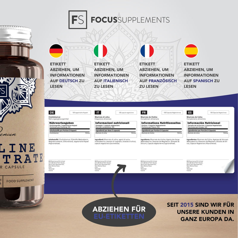 Fs Choline Bitartrate High Dose 700 Mg Capsules | 120 Choline Vegan Tablets | Nootropic For Brain & Concentration Choline Capsules | Milk And Gluten Free | Made In Iso Certified Companies - NewNest Australia