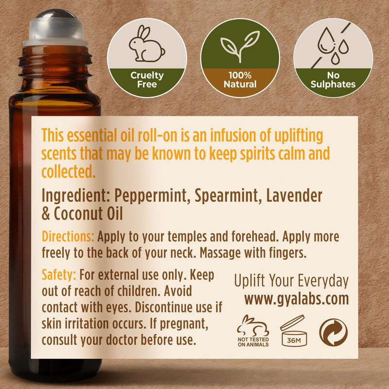 Gya Labs Migraine Relief Essential Oil Roll-On ‚ Aromatherapy, Therapeutic Grade With Essential Peppermint And Lavender Oils For Sinus, Tension Headaches And Migraines (10 Ml) - NewNest Australia