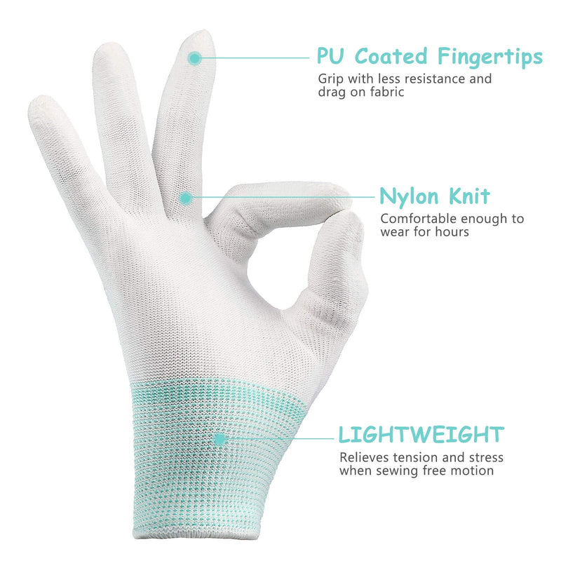 6 Pairs Quilting Gloves for Free-Motion Quilting, Machine Quilting Gloves, Lightweight White Nylon Quilting Gloves for Sewing Quilters (Pink,S) Pink S - NewNest Australia